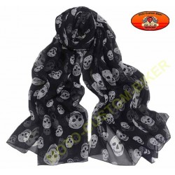 Foulard noir motif têtes de mort