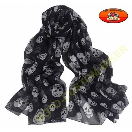 Foulard noir motif têtes de mort - Moto-Custom-Biker