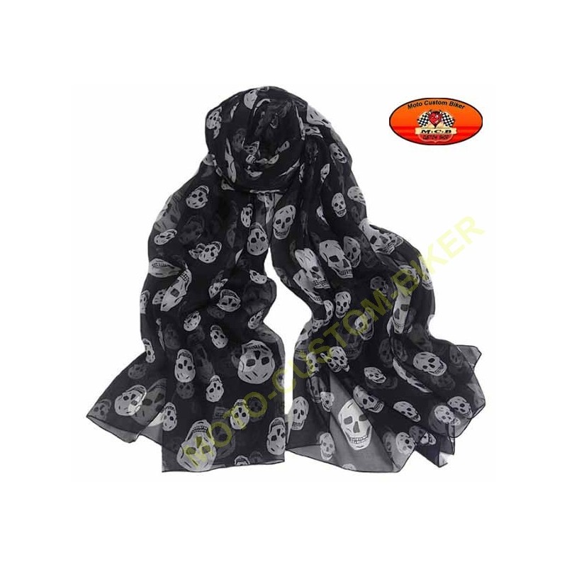 Foulard noir motif têtes de mort - Moto-Custom-Biker