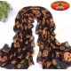 Foulard orange motif têtes de mort