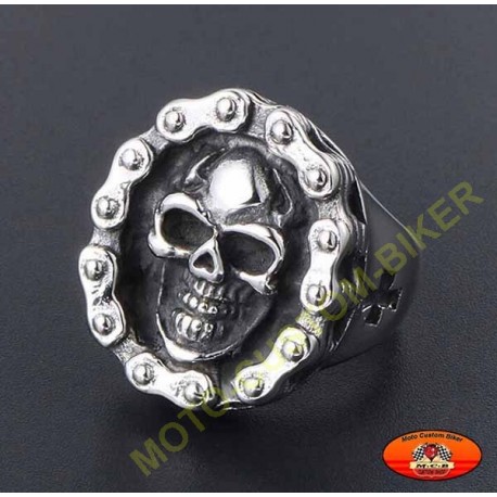 Bague biker skull