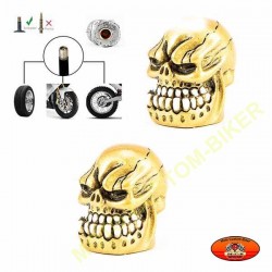 Bouchons de valves moto crazy skull gold