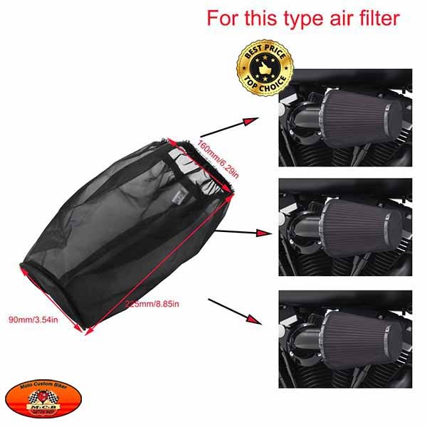 Housse De Protection Pluie & Poussière Pour Filtre à Air De Moto - Élastique De Serrage - Pour Modèles Harley