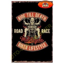 Plaque metal decorative ride to death