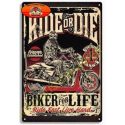 Plaque metal decorative biker for life