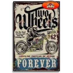 Plaque metal decorative two wheels forever
