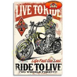 Plaque metal decorative live to ride