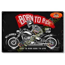 Plaque metal decorative born to ride