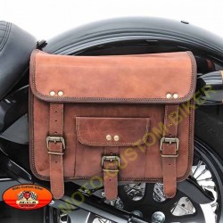 Bagage moto, sacoche multifonctions en cuir marron