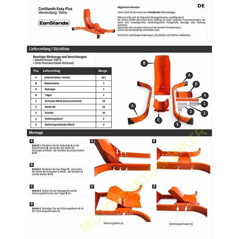 Bloque Roue compatible avec moto custom Béquille Avant ConStands Easy-Evo ✓  Achetez maintenant !