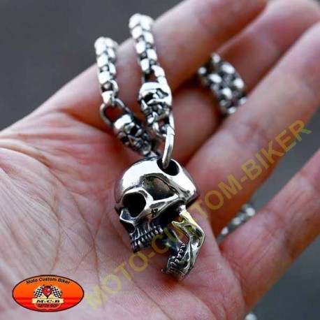 Pendentif mode Harley, skull bouche ouverte