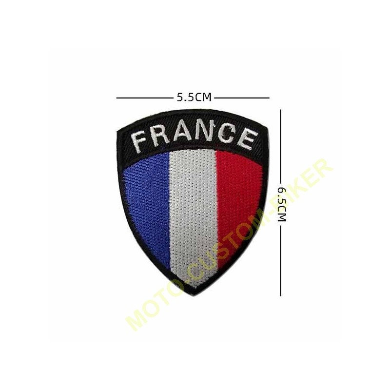 Patch ecusson thermocollant backpack drapeau france francais biker brassard  noir