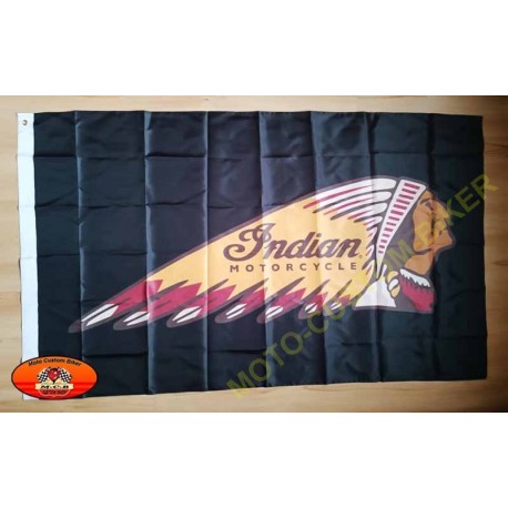 Drapeaux biker Indian motorcycle noir