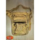 Sacoche de jambe en cuir beige vintage, route 66