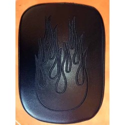 Selle à ventouses motif flamme pour harley, pouf custom