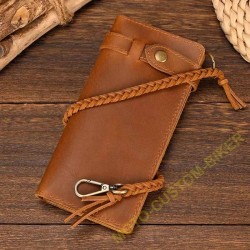 Portefeuille cuir véritable fait main, crazy hunter noir