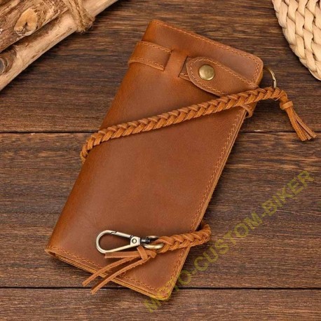 Portefeuille cuir véritable fait main, crazy hunter noir