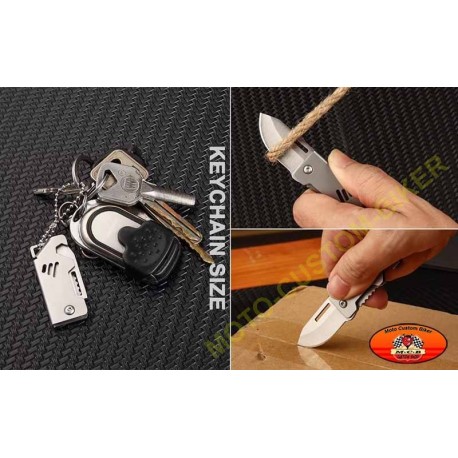 Porte clés biker,couteau pliant en acier inoxydable