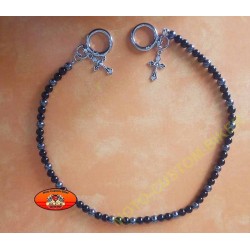 Chaine portefeuille perles noir et chrome