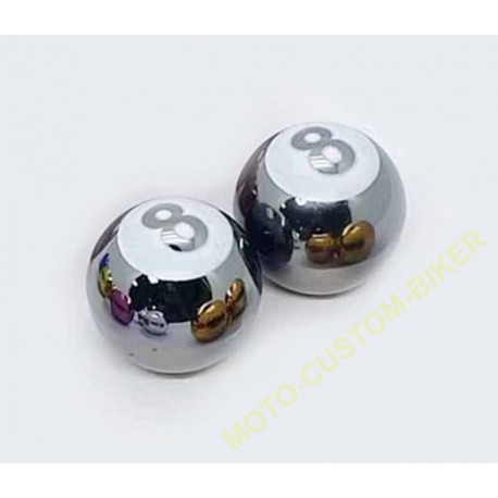 Bouchons de valves moto boule 8 CHROME