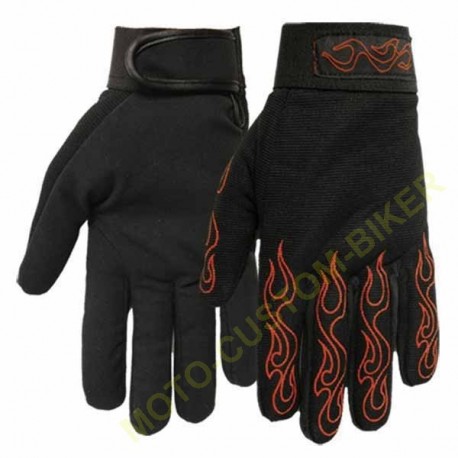 Gants moto mi saison flamme stripping taille L