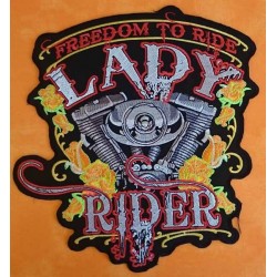 Patch biker, écusson harley freedom lady rider, grand format