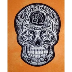 Patch, écusson sugar skull live love ride