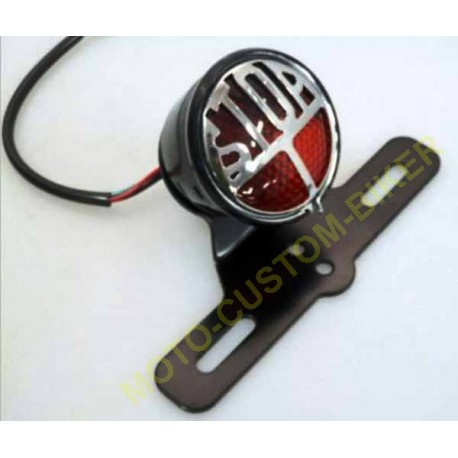 Support de plaque et feux arriere old skool stop - Moto-Custom-Biker