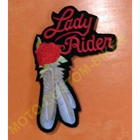 Patch, écusson lady rider plume blanche