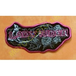 Patch, écusson lady rider roses strass