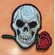 Patch, écusson tête de mort et rose