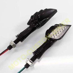 Clignotants moto à leds mains squelette noir