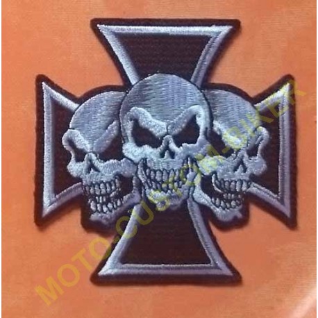 Patch, écusson croix de malte 3 têtes