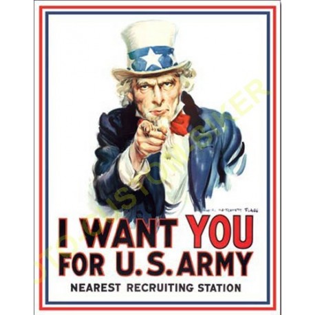 Plaque metal decorative i want you for us army