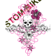 T shirt femme skull flowers