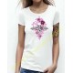 T shirt femme skull flowers