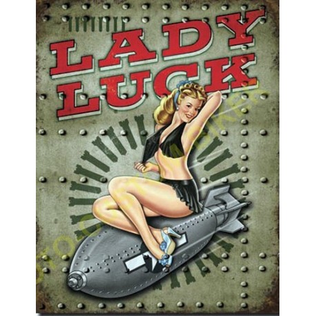 Plaque metal decorative lady luck