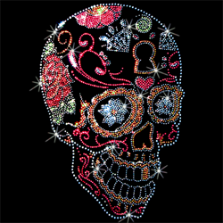 T shirt femme strass day dead skull