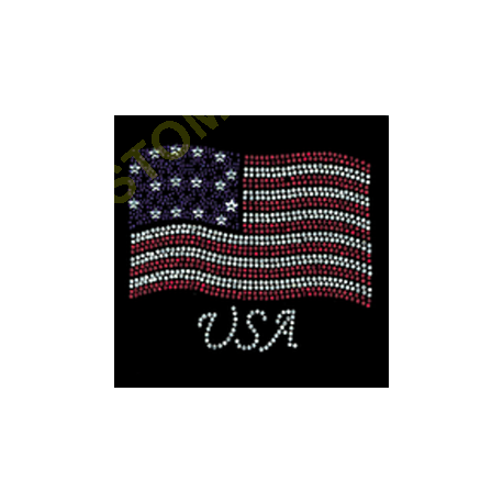 T shirt femme strass us flag