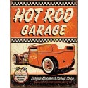 Plaque metal decorative hot rod garage