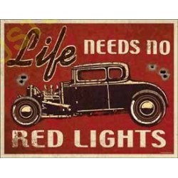 Plaque metal decorative red lights