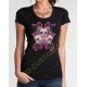 T shirt femme three skulls fluo