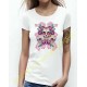 T shirt femme three skulls fluo