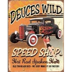 Plaque metal decorative deuce wild