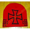 Bonnet biker rouge croix de malte