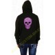 Sweat capuche zippé femme skull flowers