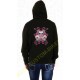 Sweat capuche zippé femme three skulls fluo