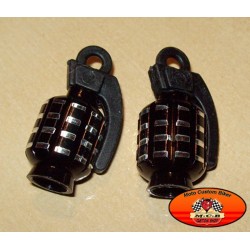 Bouchons de valves moto grenade noir