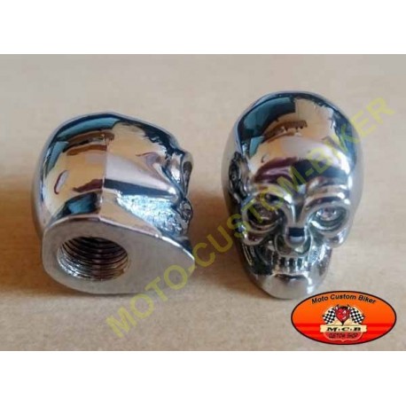 Bouchons de valves moto tête de mort yeux argent - Moto-Custom-Biker