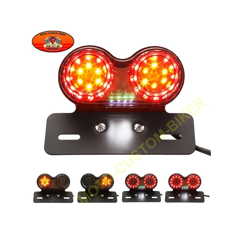 Feux arriere iSincer double light avec support de plaque - Moto